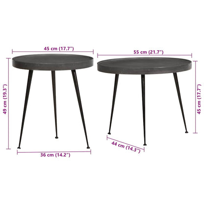 Salontafel 2 stuks Zwart bewerkt hout
