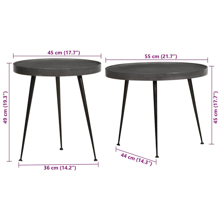 Salontafel 2 stuks Zwart bewerkt hout