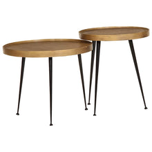 Salontafel 2 stuks Gouden bewerkt hout
