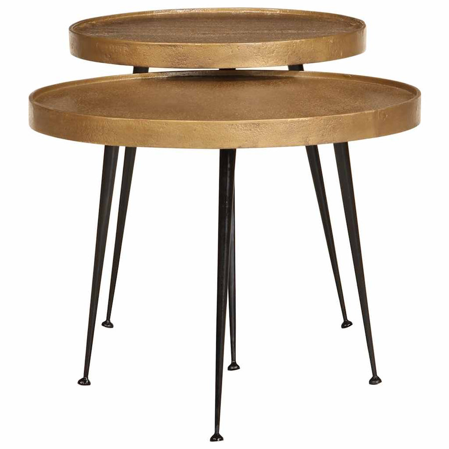 Salontafel 2 stuks Gouden bewerkt hout