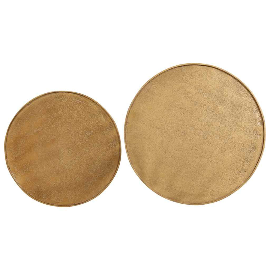 Salontafel 2 stuks Gouden bewerkt hout