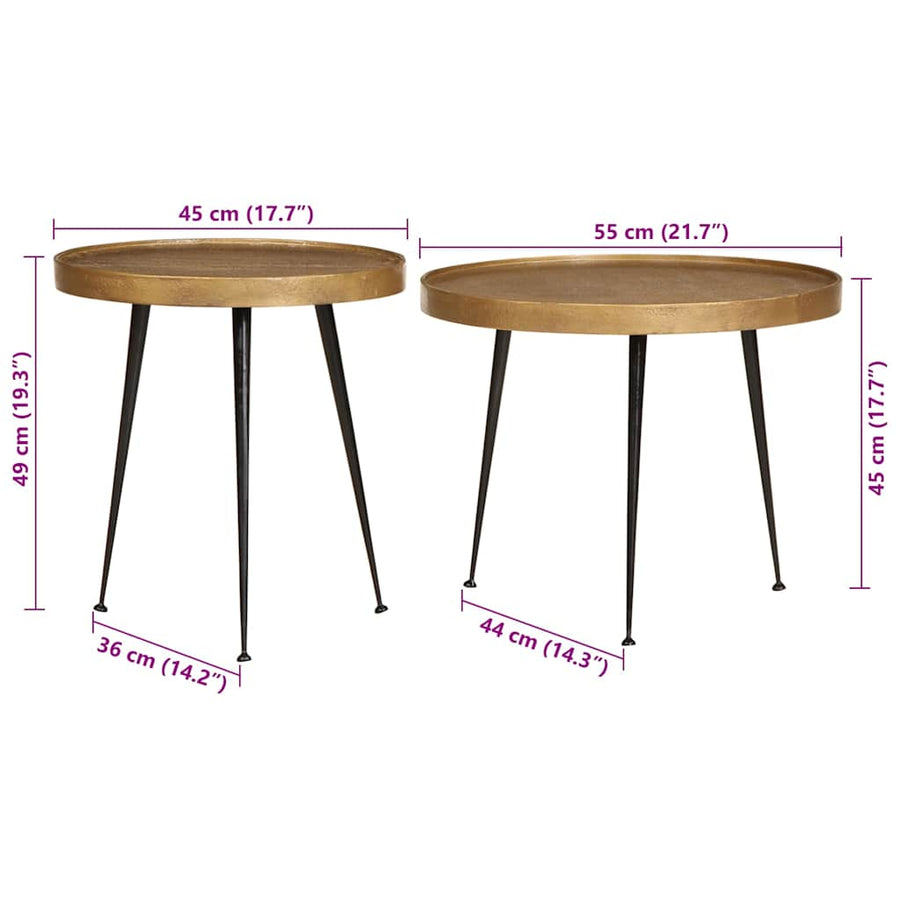 Salontafel 2 stuks Gouden bewerkt hout