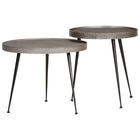 Coffee table 2 pieces silver-colored ornate wood