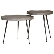 Salontafel set 2 stuks zilver bewerkt hout