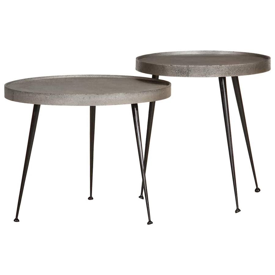 Salontafel 2 stuks zilverkleurig bewerkt hout