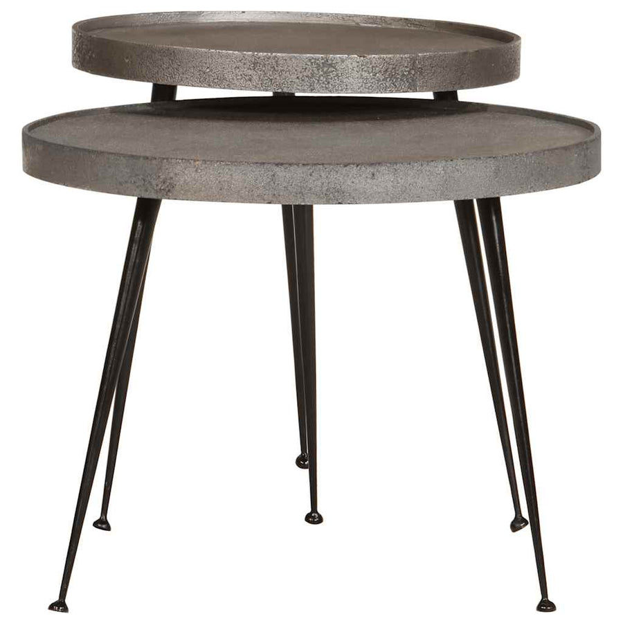 Salontafel 2 stuks zilverkleurig bewerkt hout