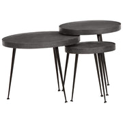 Salontafel set 3 stuks zwart bewerkt hout