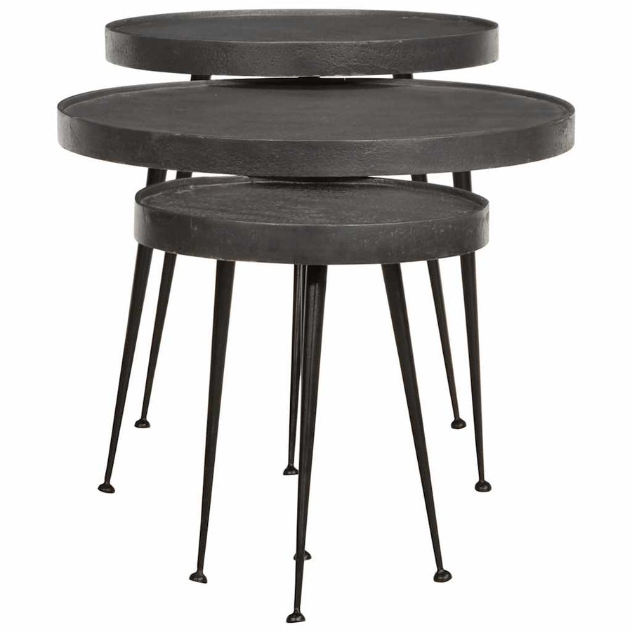 Salontafel 3 stuks Zwart bewerkt hout