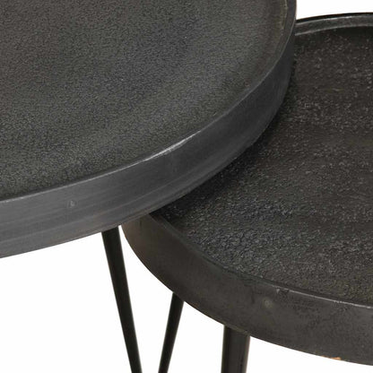 Salontafel 3 stuks Zwart bewerkt hout