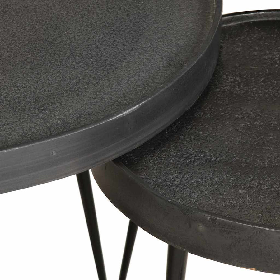 Salontafel 3 stuks Zwart bewerkt hout