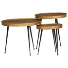 Coffee table 3 pieces Gold-coloured carved wood