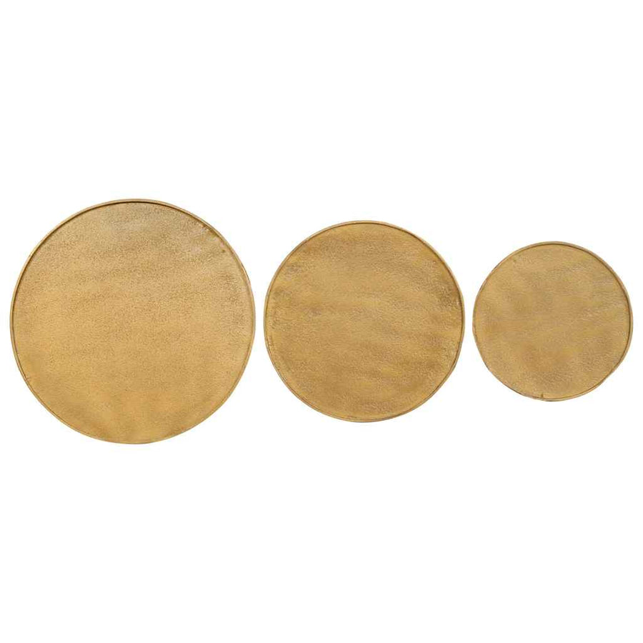 Salontafel 3 stuks Goudkleurig bewerkt hout