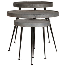 Salontafel 3 stuks zilverkleurig bewerkt hout
