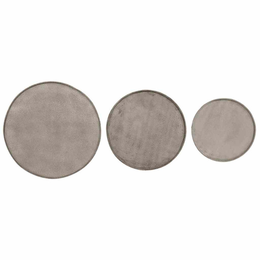 Salontafel 3 stuks zilverkleurig bewerkt hout
