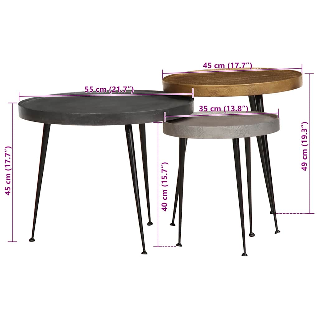 Salontafel 3 stuks Multicolor Engineered Wood