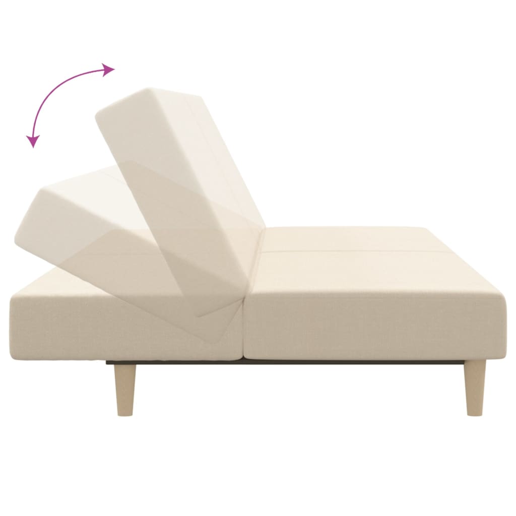 Slaapbank 2-Zits Stof Kleurig Crème Zonder armleuning