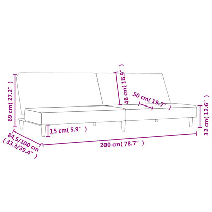 Slaapbank 2-Zits Stof Kleurig Crème Zonder armleuning