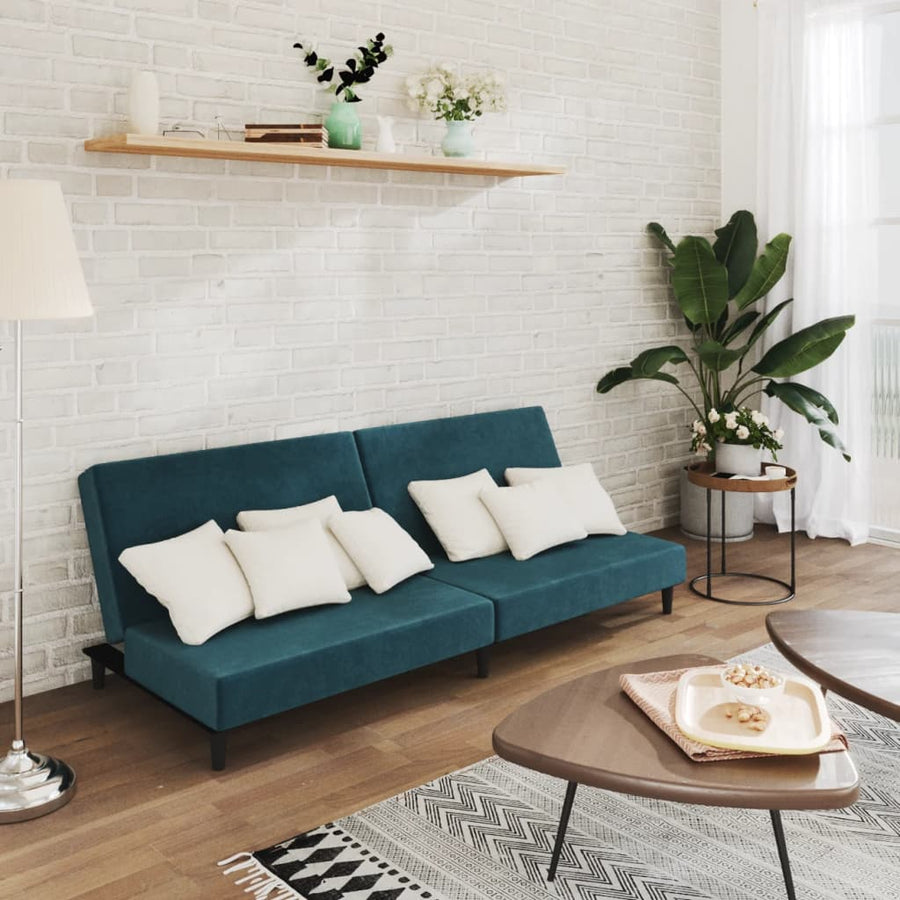 Slaapbank 2-Zits Fluweel Blauw Zonder armleuning