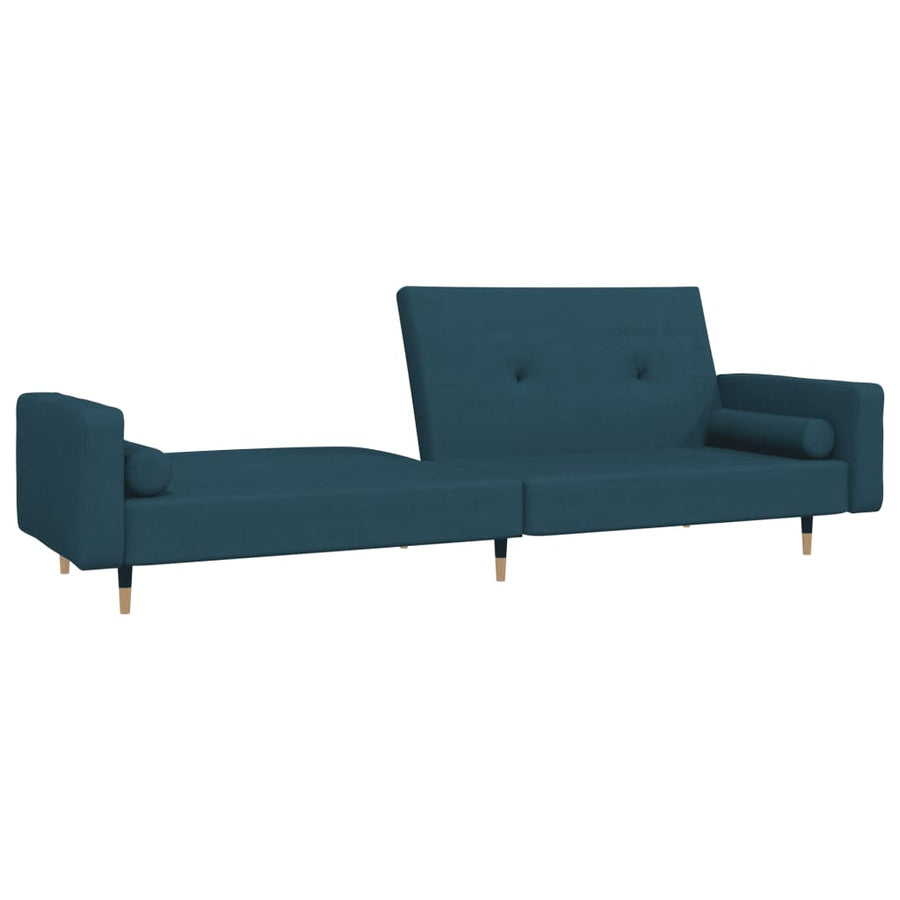 Slaapbank 2-Zits Met 2 Kussens Fluweel Blauw