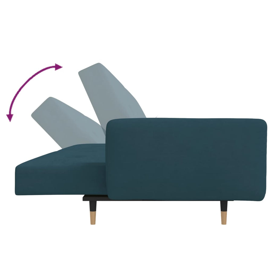 Slaapbank 2-Zits Met 2 Kussens Fluweel Blauw