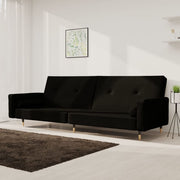 Slaapbank 2-zits fluweel zwart 220x84,5x69 cm