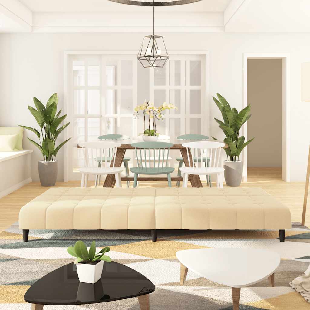 Slaapbank 2-zits fluweel crèmekleurig