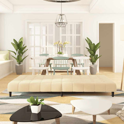 Slaapbank 2-zits fluweel crèmekleurig