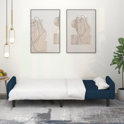 Slaapbank 2-Zits Fluweel Blauw Met armleuning