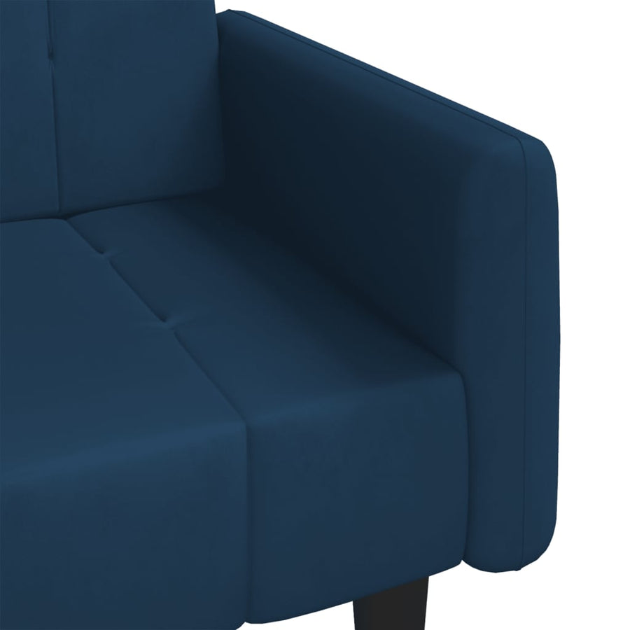 Slaapbank 2-Zits Fluweel Blauw Met armleuning