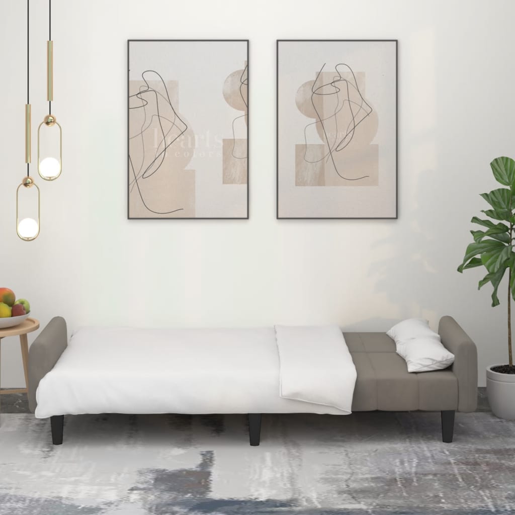 Slaapbank 2-zits fluweel lichtgrijs Lichtgrijs