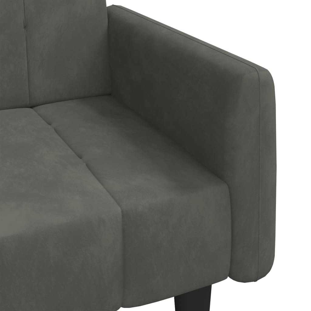 Slaapbank 2-Zits Fluweel Donkergrijs Met armleuning