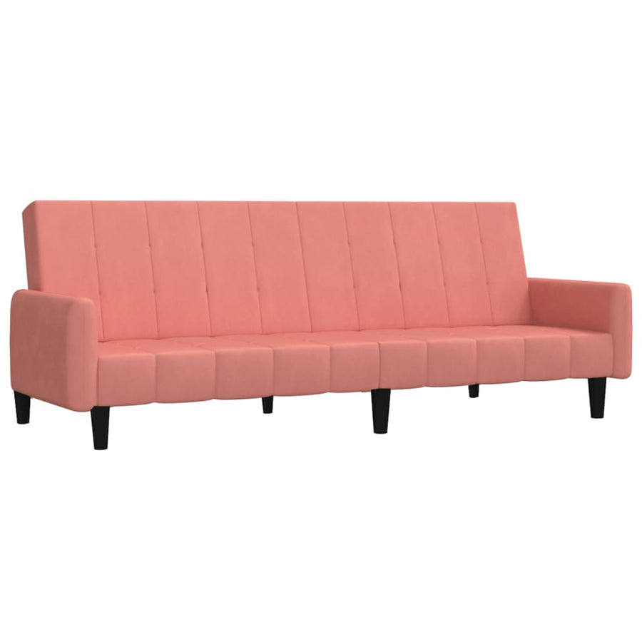 Slaapbank 2-Zits Fluweel Roze Met armleuning