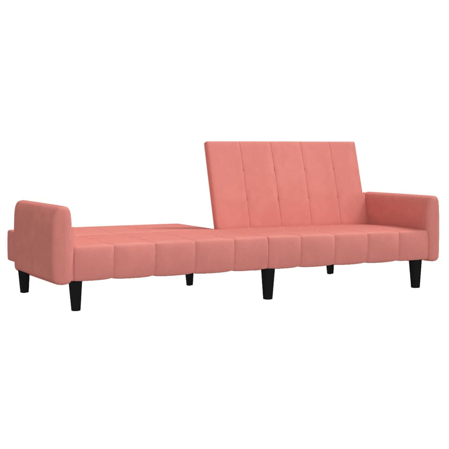 Slaapbank 2-Zits Fluweel Roze Met armleuning