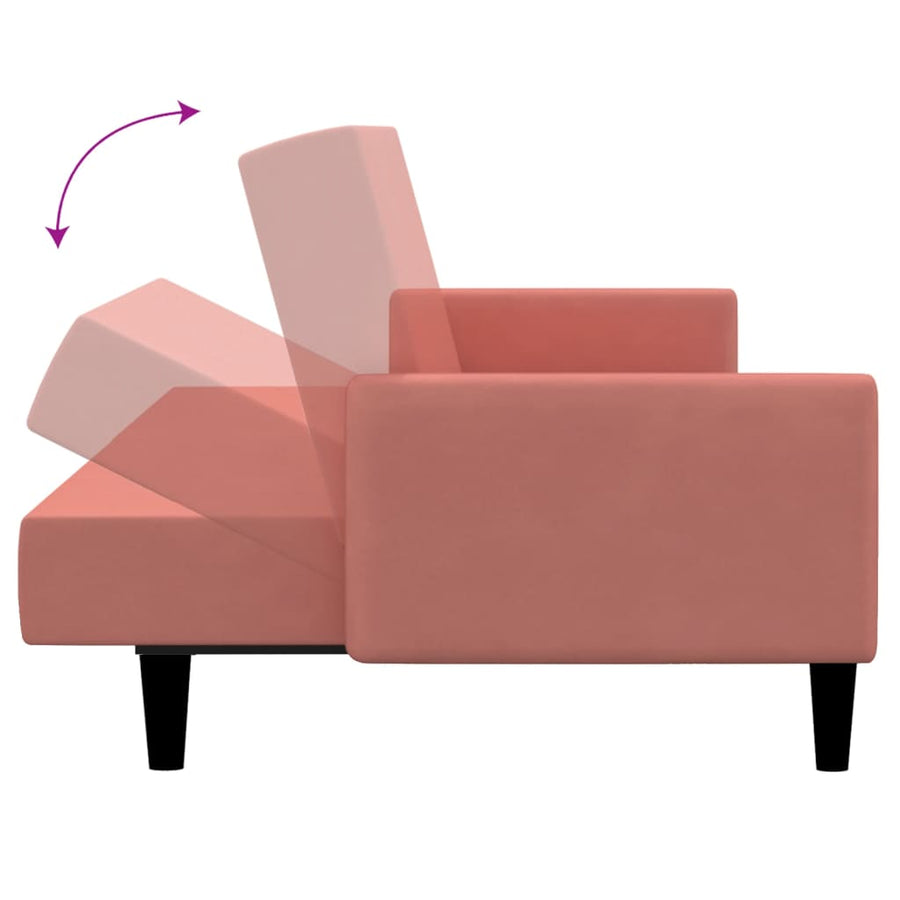 Slaapbank 2-Zits Fluweel Roze Met armleuning