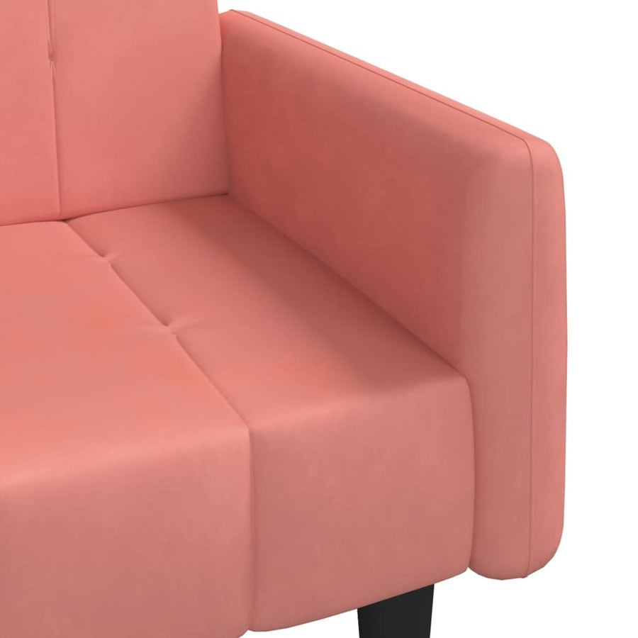 Slaapbank 2-Zits Fluweel Roze Met armleuning