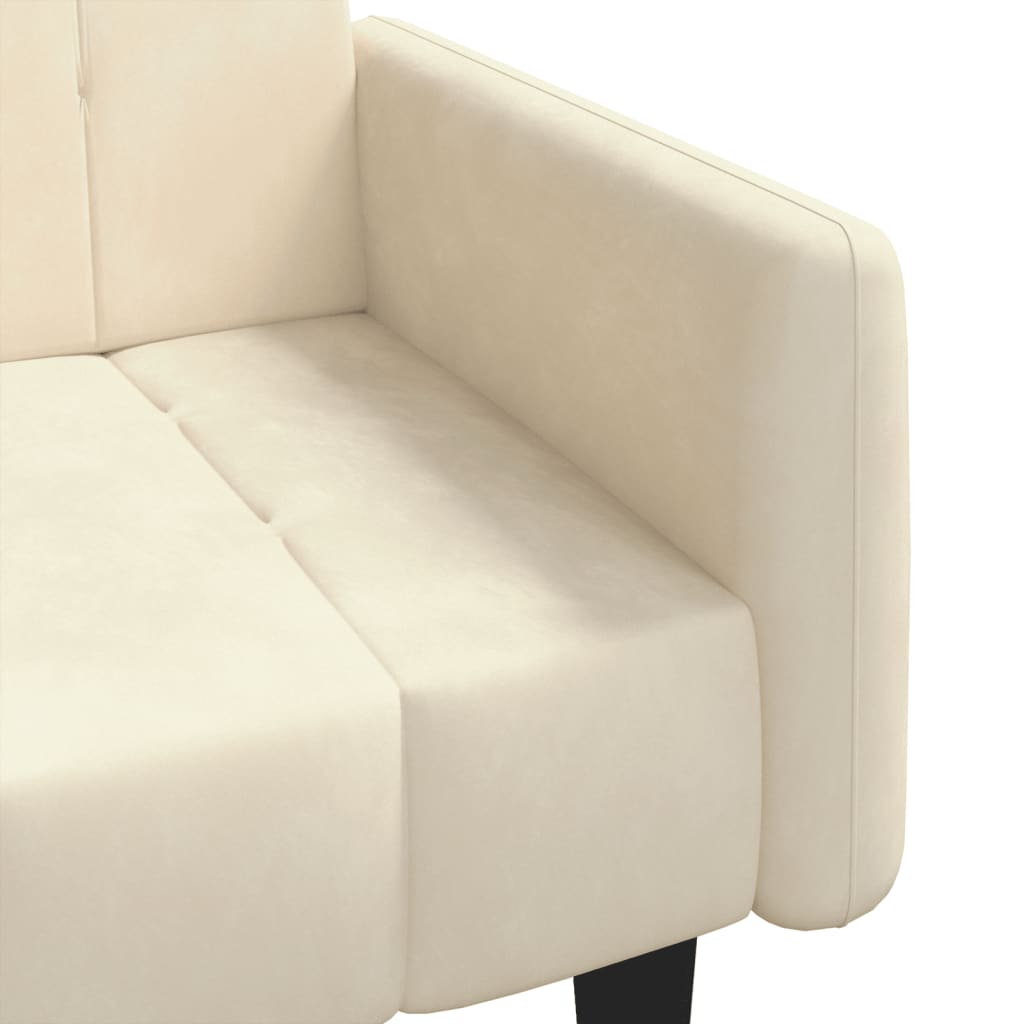 Slaapbank 2-Zits Fluweel Crèmekleurig