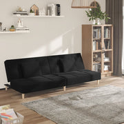 2-seater sofa bed with 2 cushions, black fabric