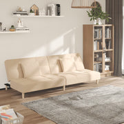 2-seater sofa bed with 2 cushions, cream fabric