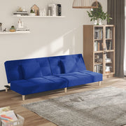 Sofa bed 2-seater with 2 cushions fabric blue