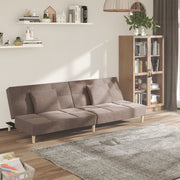 2-seater sofa bed with 2 cushions fabric taupe