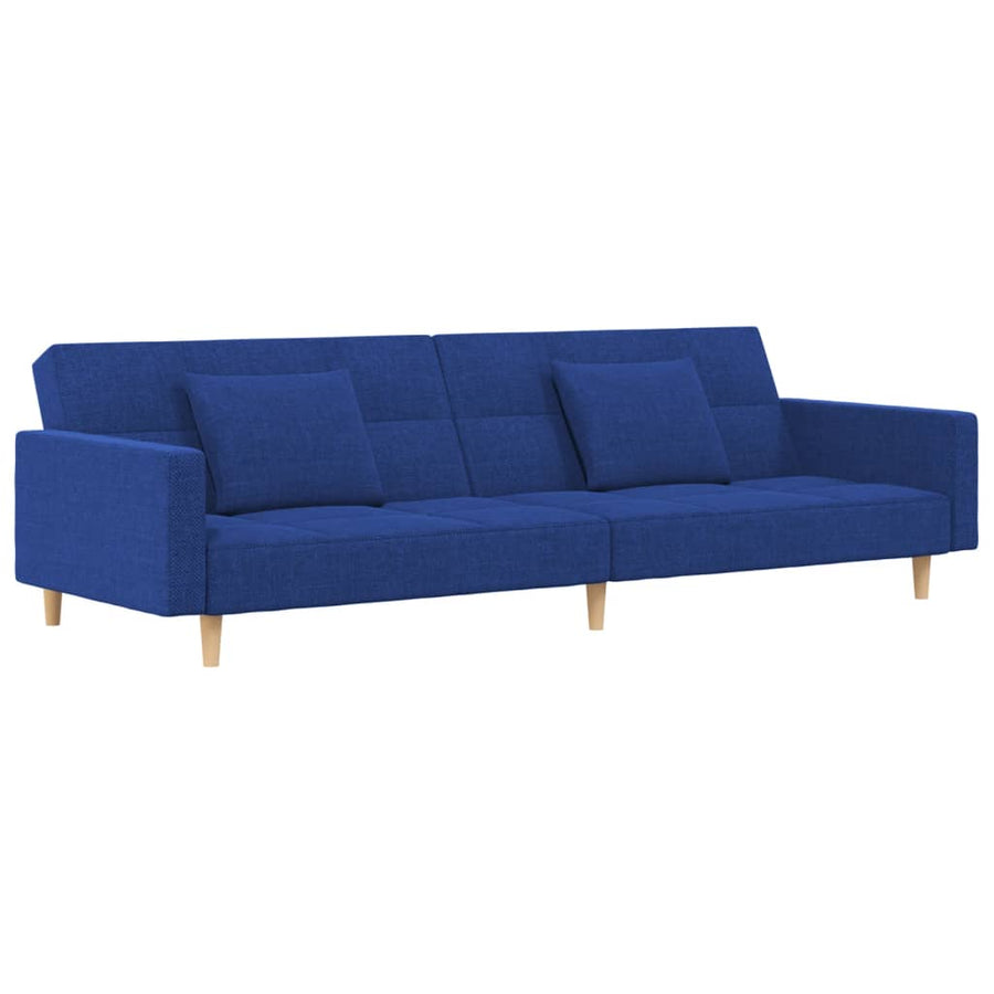 Slaapbank 2-Zits Met 2 Kussens Stof Blauw Met armleuning