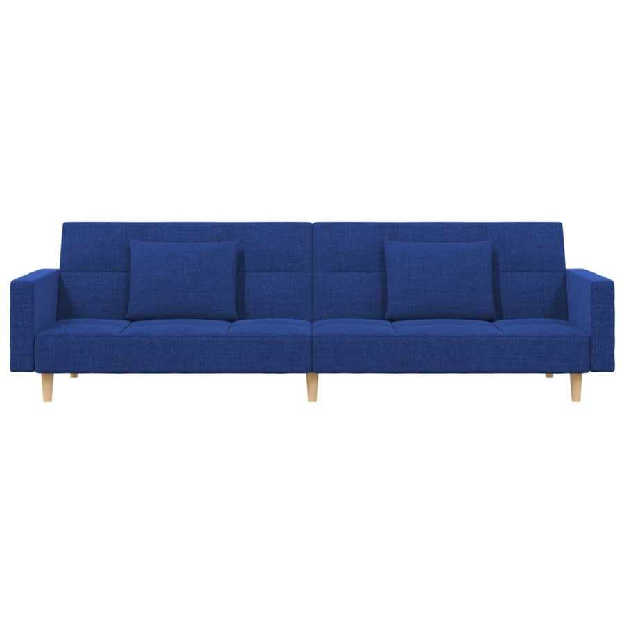 Slaapbank 2-Zits Met 2 Kussens Stof Blauw Met armleuning