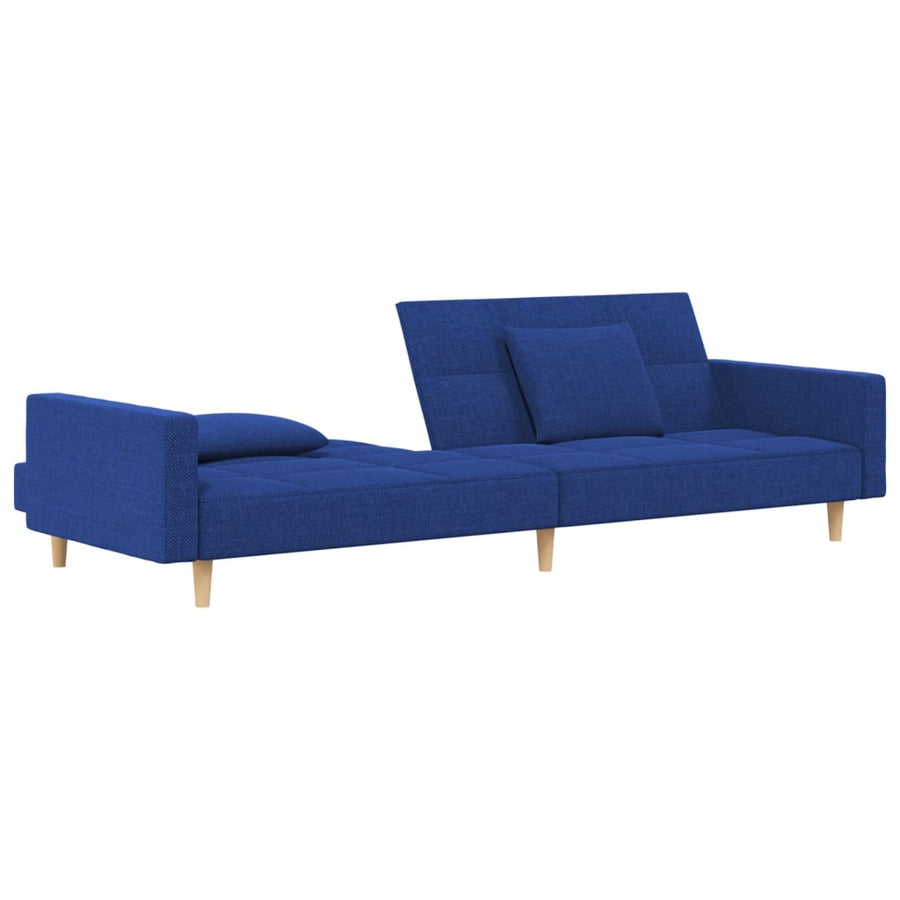 Slaapbank 2-Zits Met 2 Kussens Stof Blauw Met armleuning