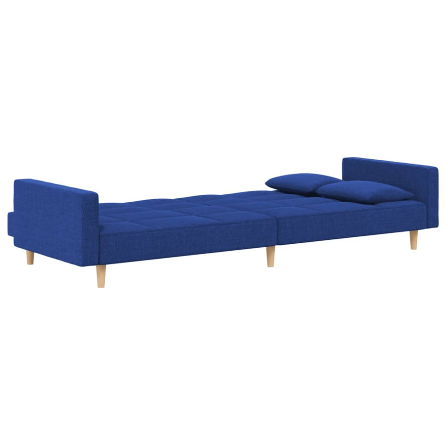 Slaapbank 2-Zits Met 2 Kussens Stof Blauw Met armleuning