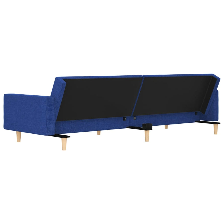 Slaapbank 2-Zits Met 2 Kussens Stof Blauw Met armleuning