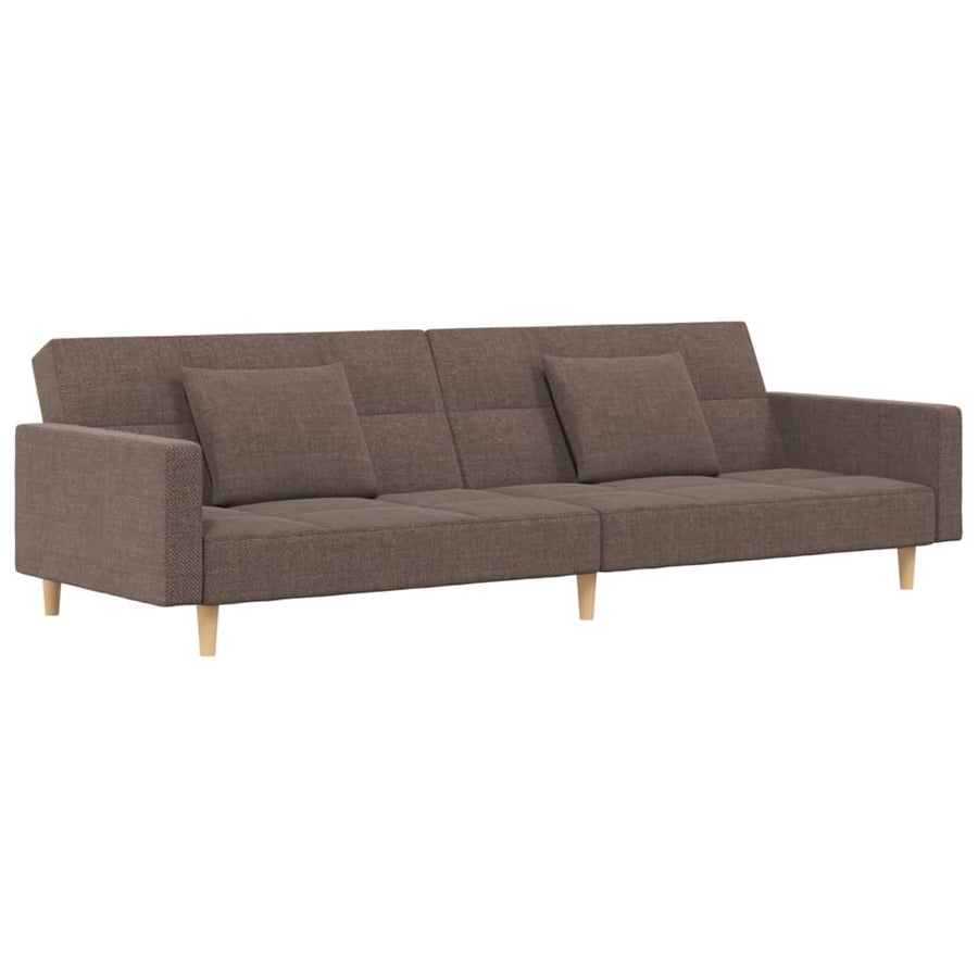 Slaapbank 2-zits met 2 kussens stof taupe Taupe