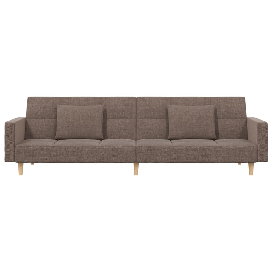 Slaapbank 2-zits met 2 kussens stof taupe Taupe