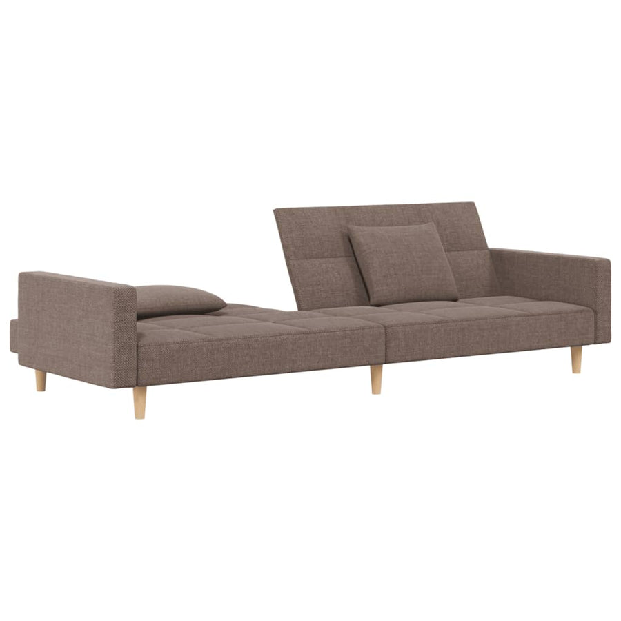 Slaapbank 2-zits met 2 kussens stof taupe Taupe