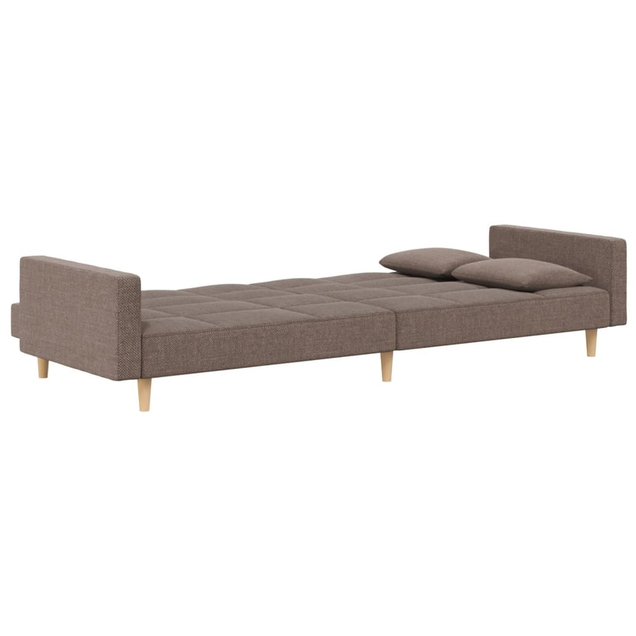Slaapbank 2-zits met 2 kussens stof taupe Taupe