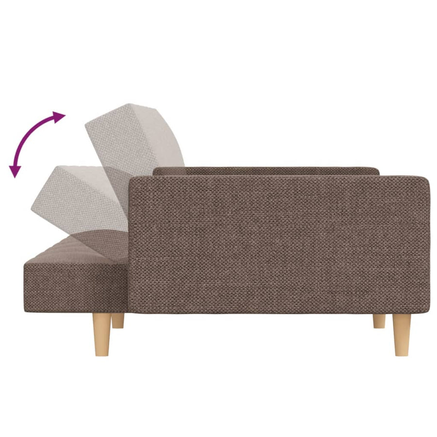 Slaapbank 2-zits met 2 kussens stof taupe Taupe